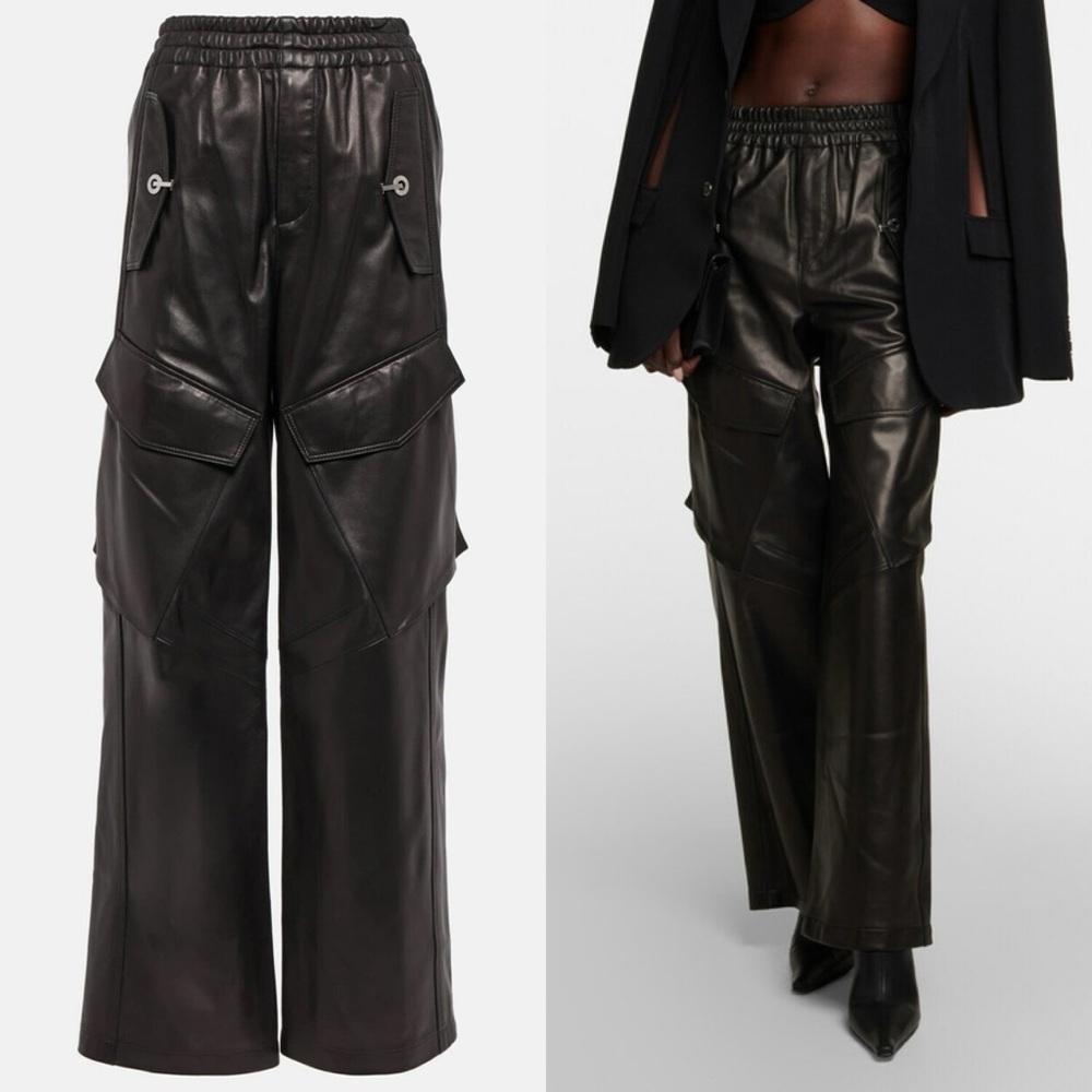 Dion Lee Lamb Leather Straight Wide Leg Pocket Cargo Pants - Picture 1 of 11